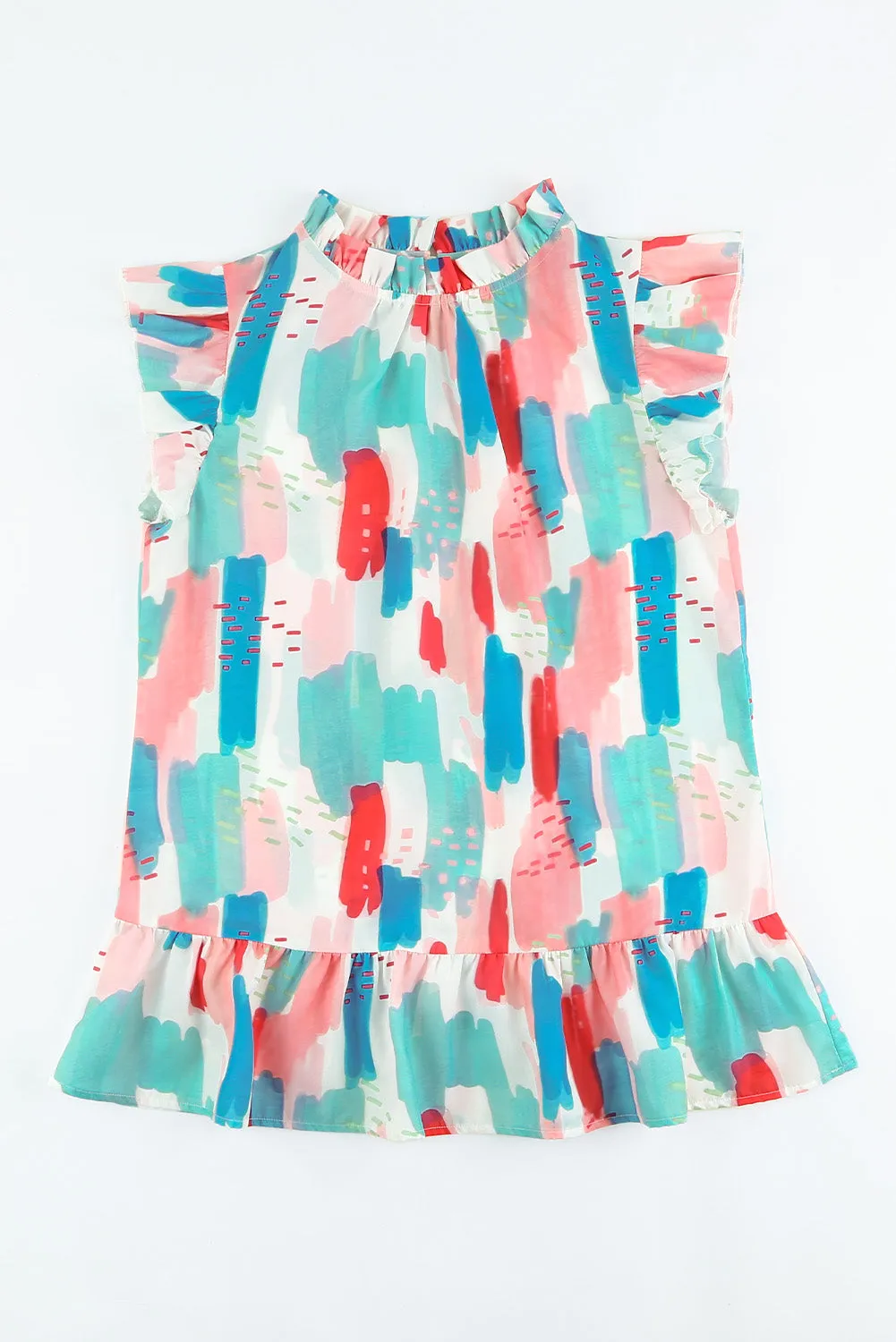 KaleaBoutique Beautiful Color Block Ruffled Mock Neck Ruffled Top
