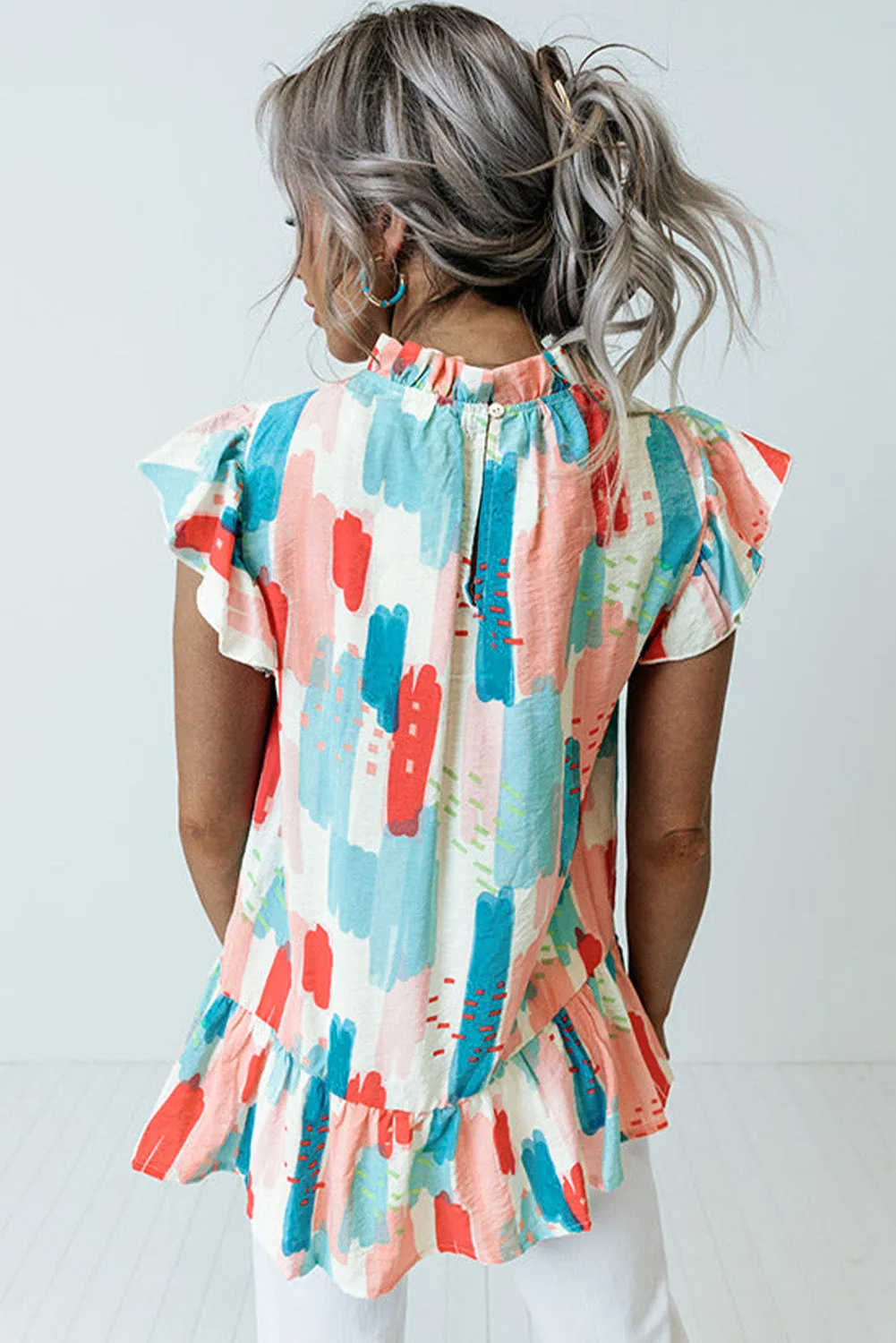KaleaBoutique Beautiful Color Block Ruffled Mock Neck Ruffled Top
