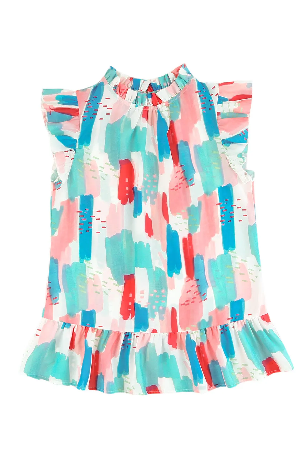 KaleaBoutique Beautiful Color Block Ruffled Mock Neck Ruffled Top