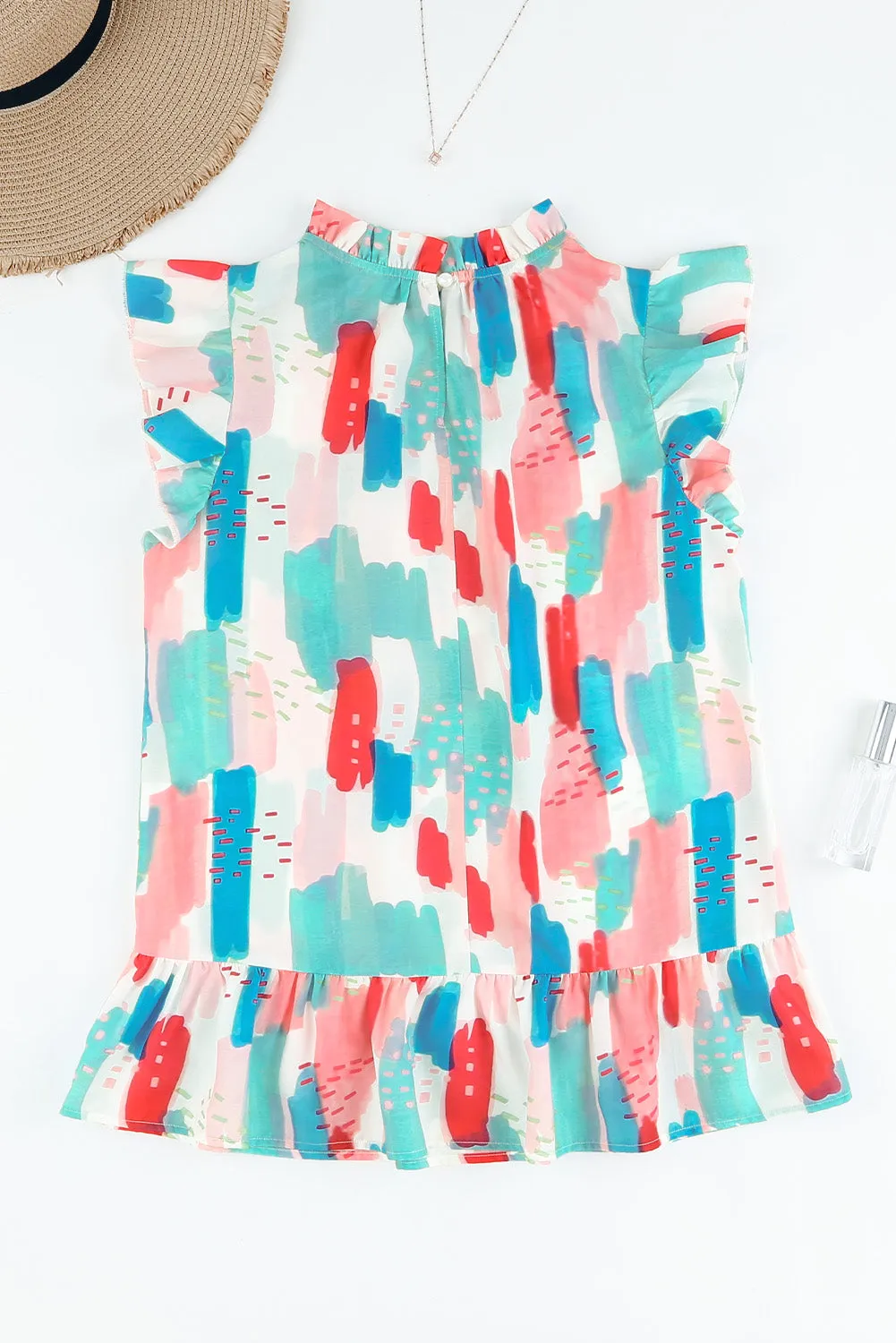 KaleaBoutique Beautiful Color Block Ruffled Mock Neck Ruffled Top