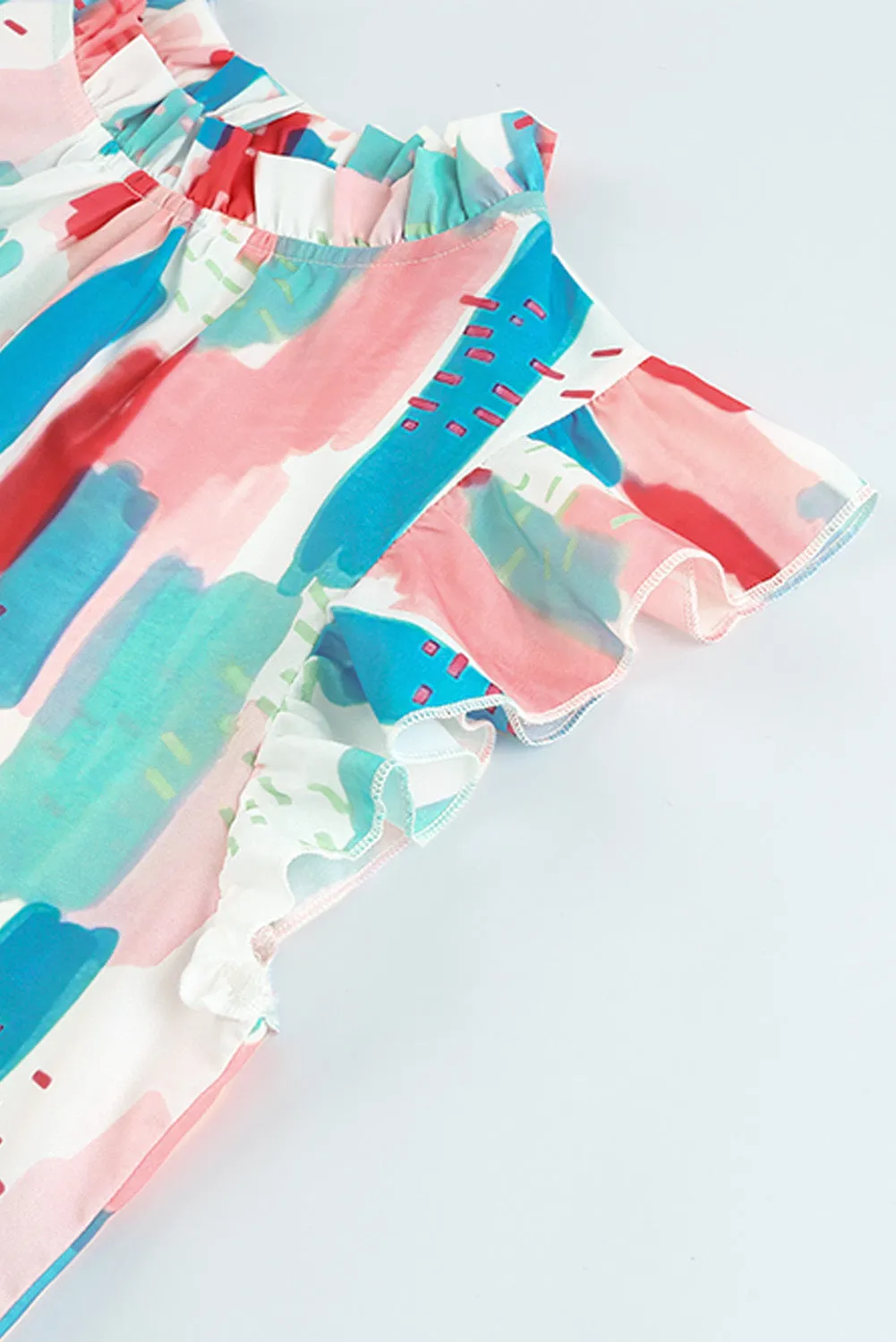 KaleaBoutique Beautiful Color Block Ruffled Mock Neck Ruffled Top