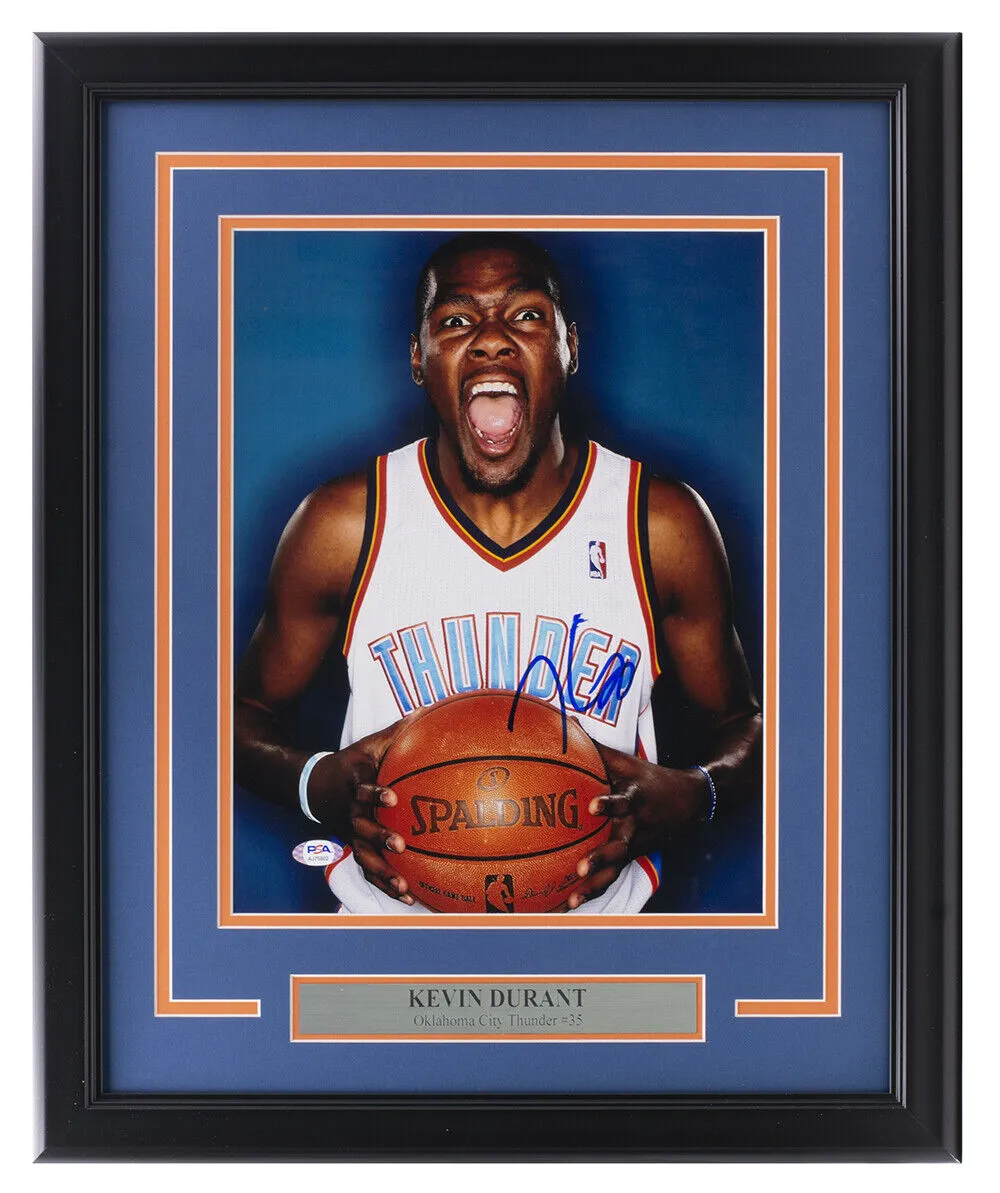 Kevin Durant Signed Framed 11x14 Thunder Basketball Photo PSA Holo AJ75802