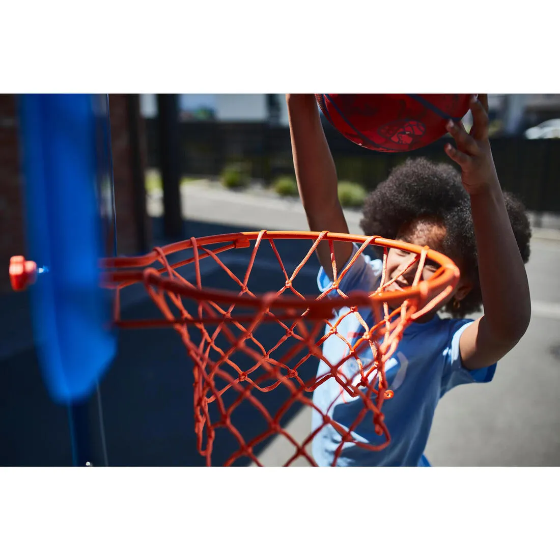 Kids' Basketball Hoop On Stand Adjustable 1.30m To 1.60m K500 Aniball - Blue
