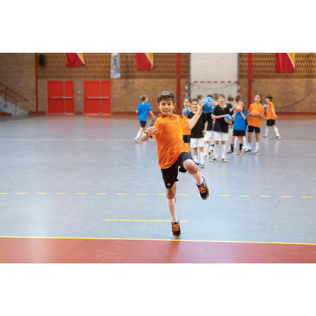 Kids' Handball H100 Soft Size 1 - Blue/Orange