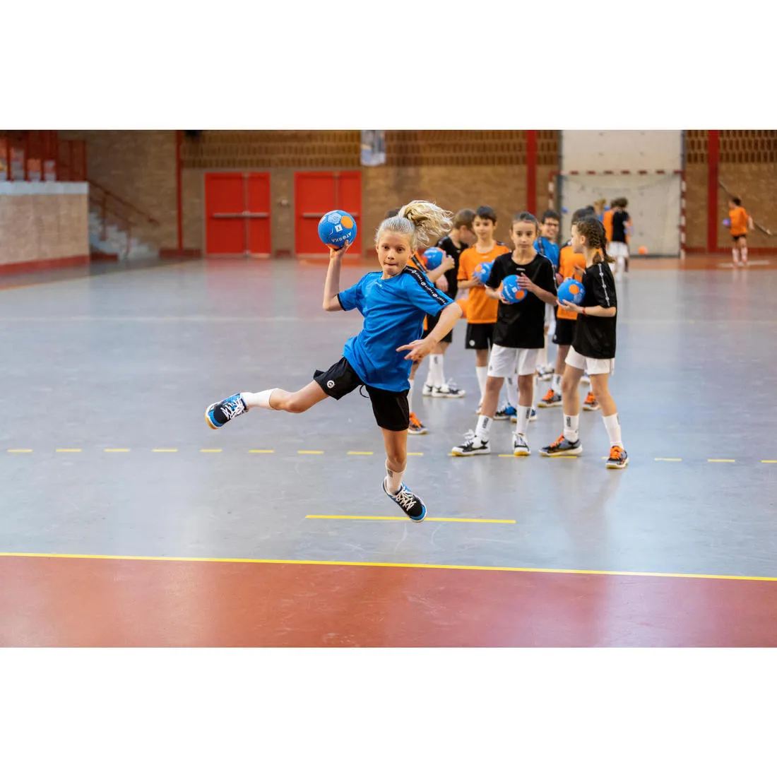 Kids' Handball H100 Soft Size 1 - Blue/Orange