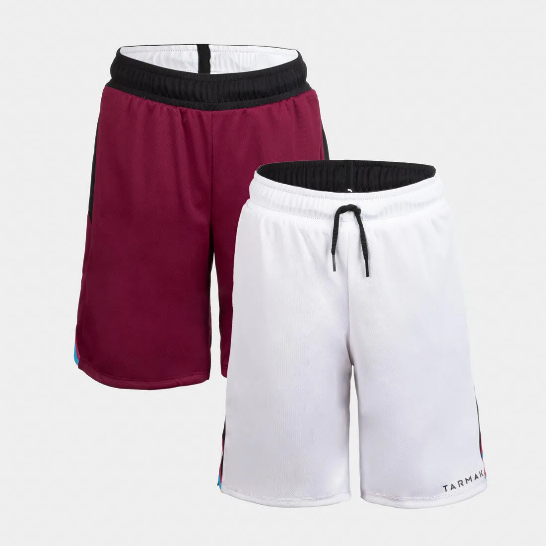 Kids' Reversible Basketball Shorts SH500R - Burgundy