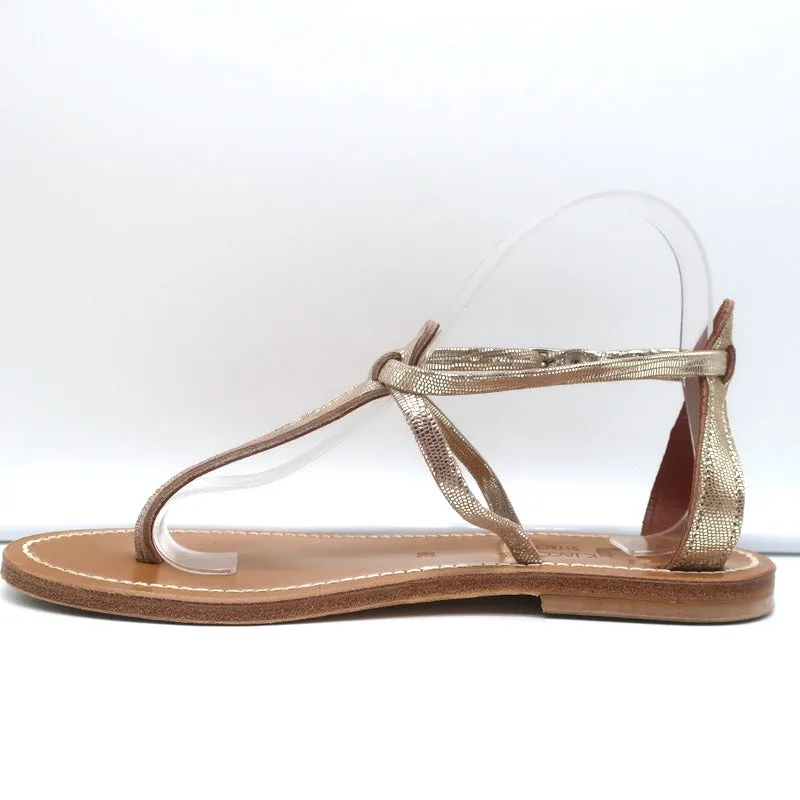 K.Jacques Buffon T-Strap Sandals Platinum Disco Leather Size 38