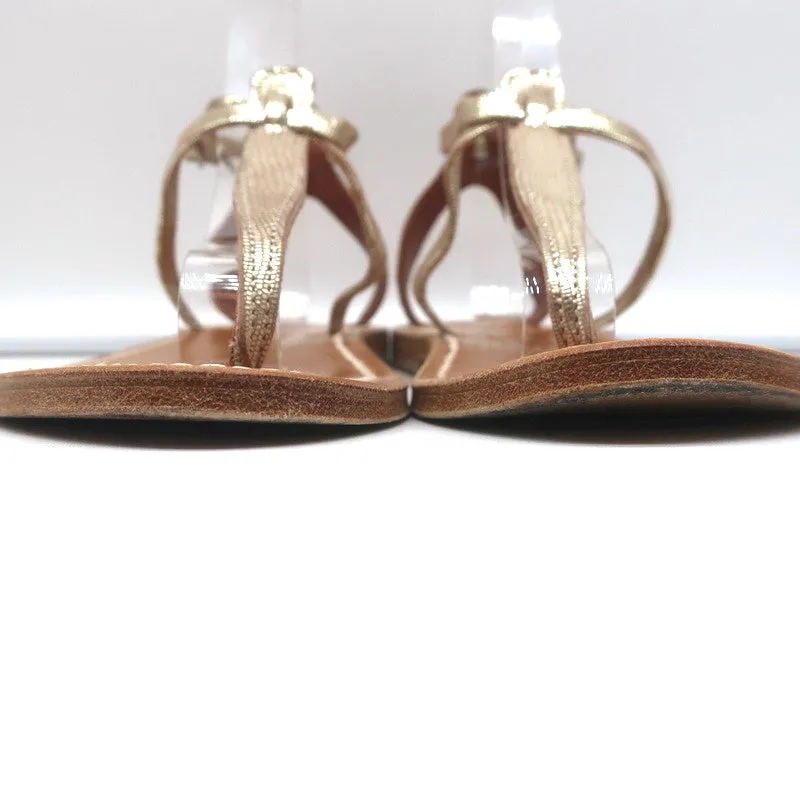 K.Jacques Buffon T-Strap Sandals Platinum Disco Leather Size 38