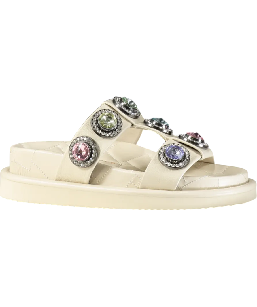 Kurt Geiger Cream Orson Crystal Sandals UK 4 EU 37 👠