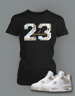 Ladies Bella T Shirt To Match Retro Air Jordan 4 Linen Shoe