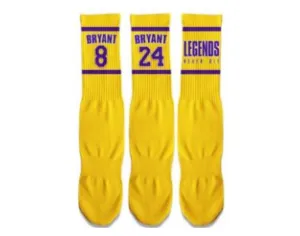 LEGENDS NEVER DIE Fun Basketball Socks (Yellow)