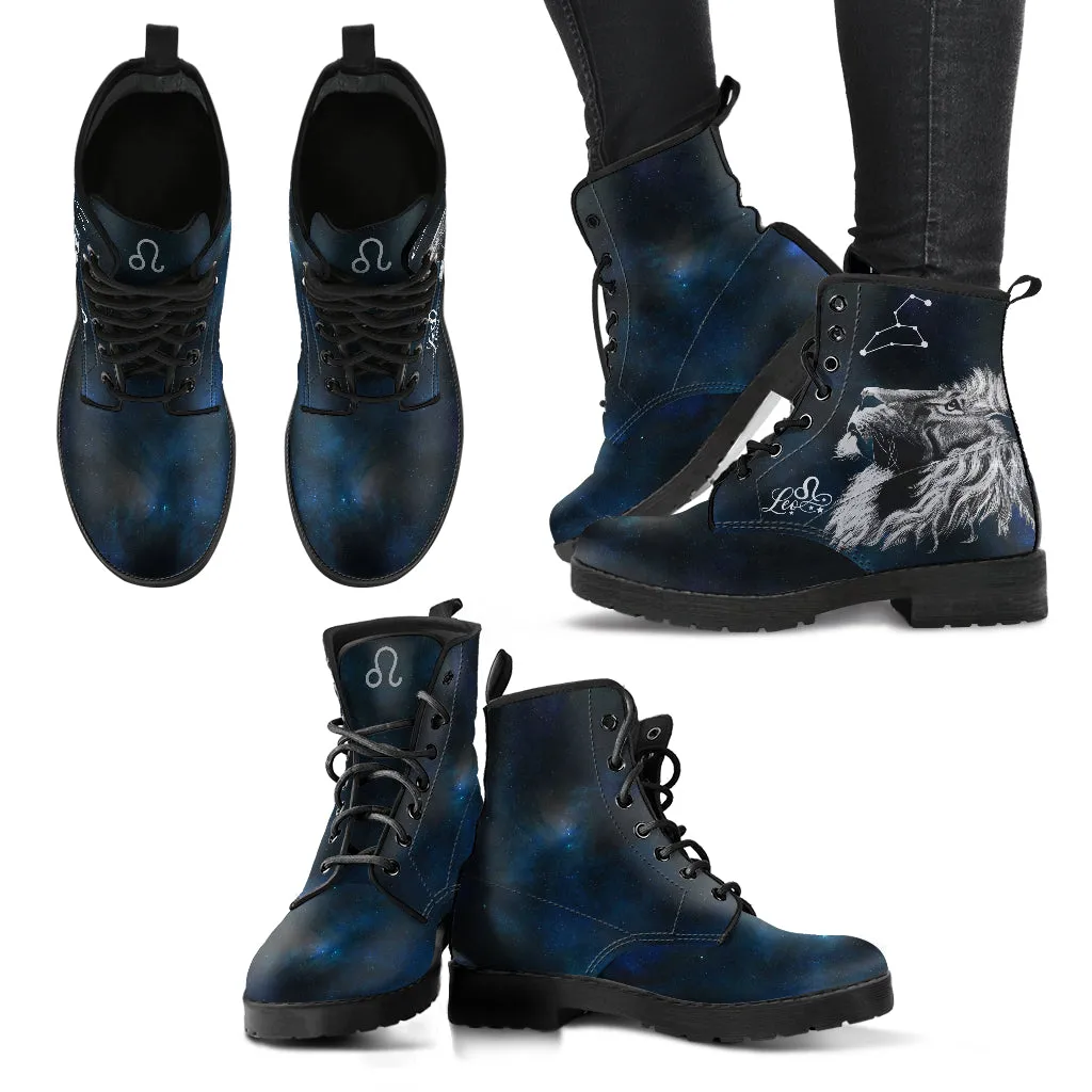 Leo Lion Zodiac Galaxy Vegan Boots