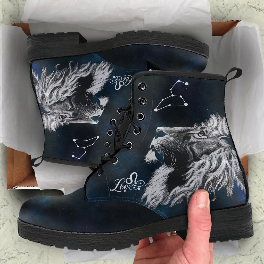 Leo Lion Zodiac Galaxy Vegan Boots