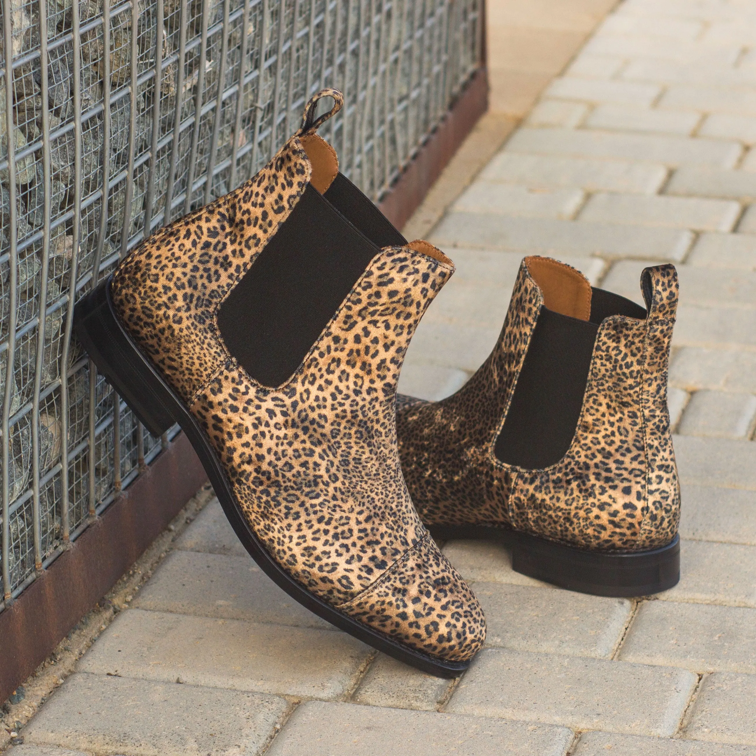 Leopard Fabric Chelsea Boots