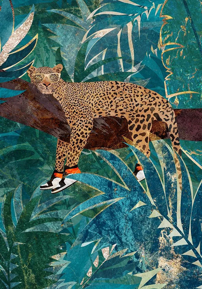 Leopard Wearing Sneakers In Jungle