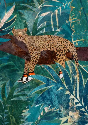 Leopard Wearing Sneakers In Jungle