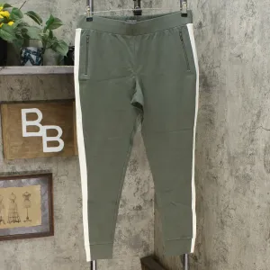 Lisa Rinna Collection Women's Contrast Skinny Stripe Knit Joggers Army Large