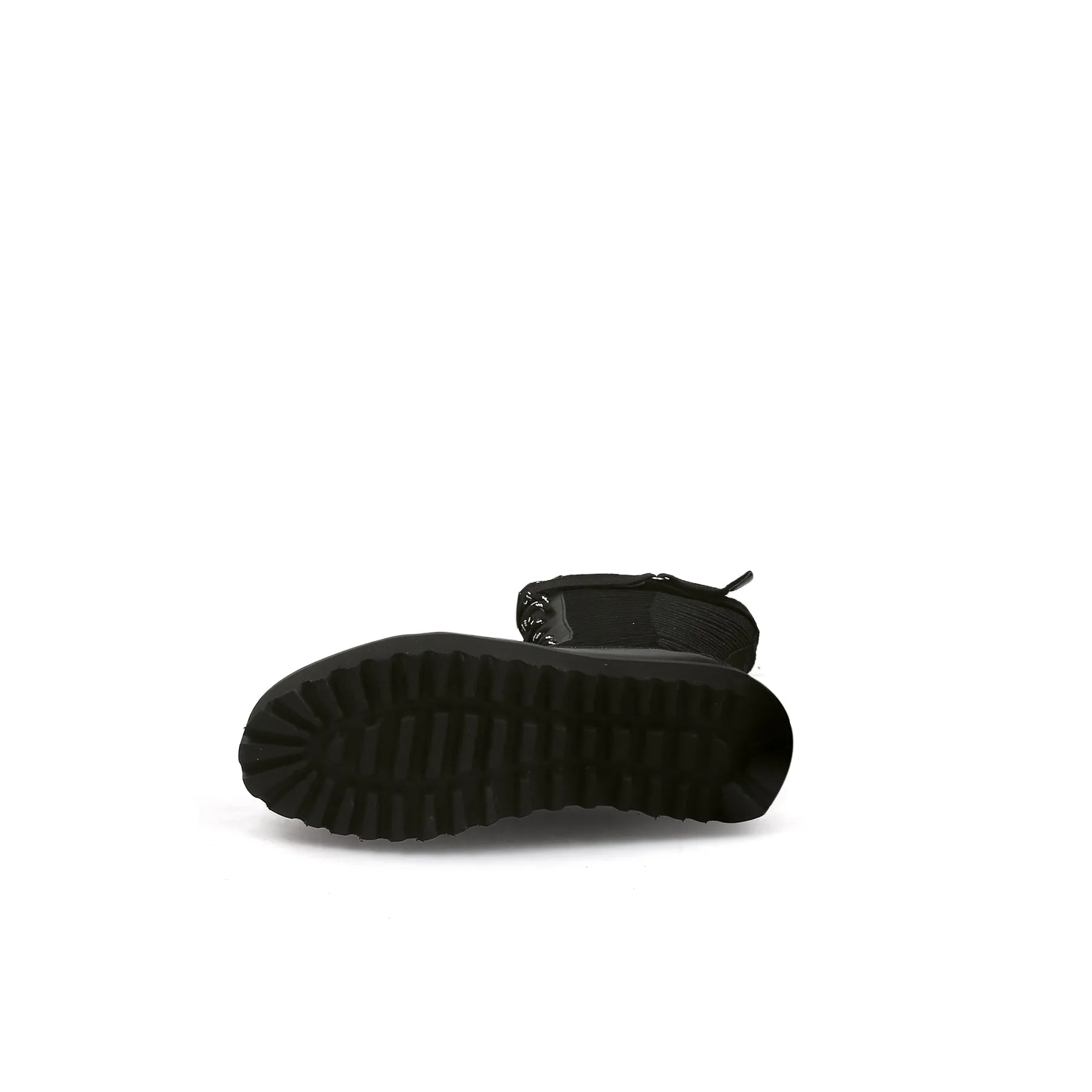 Lug Sole Lace Up Leather Combat Boot - Black