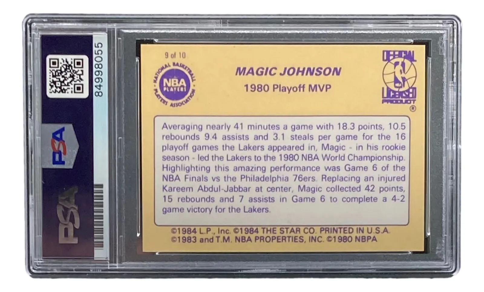 Magic Johnson Signed LA Lakers 1986 Star #9 Trading Card PSA/DNA Gem MT 10