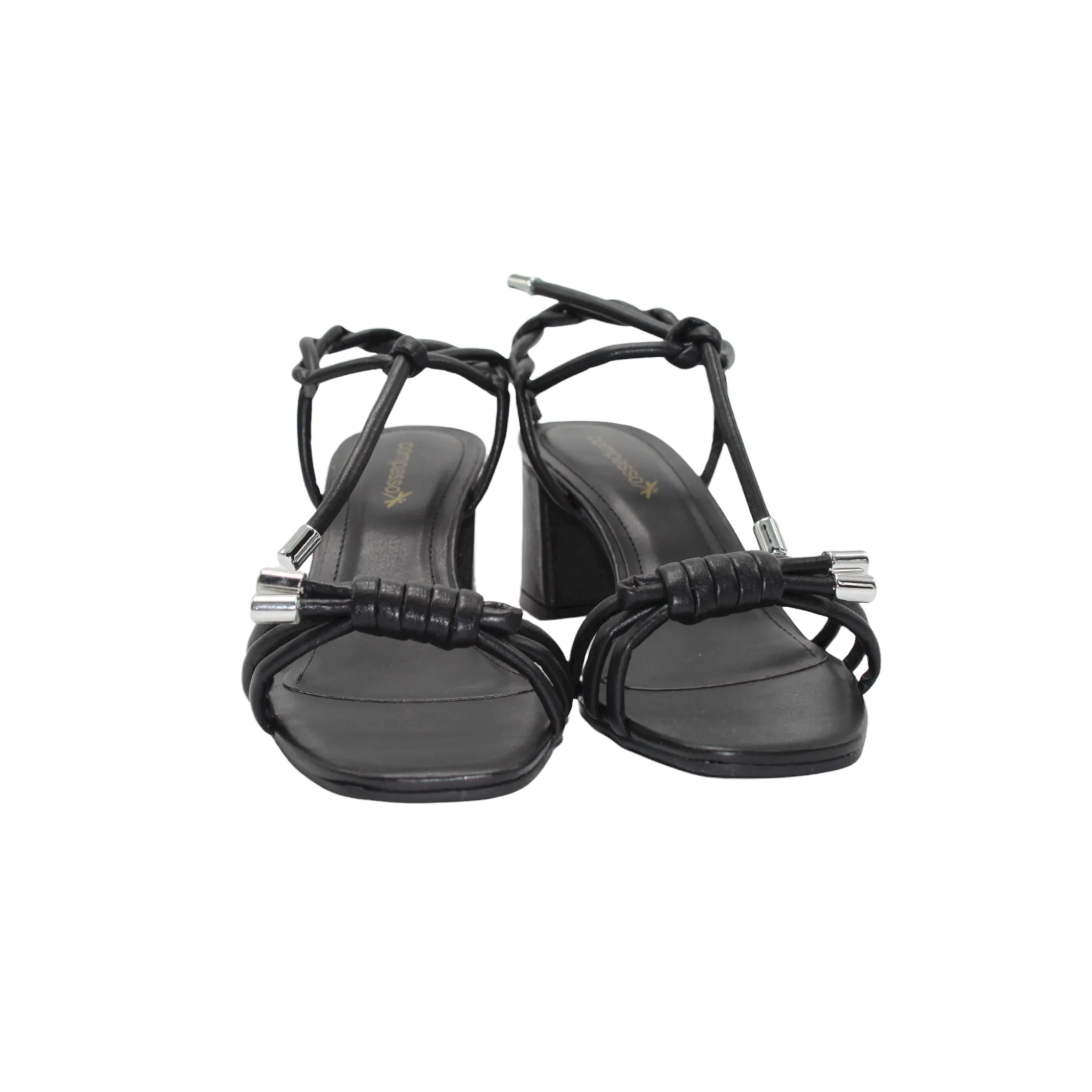 Mestico Black Block Heeled Sandals