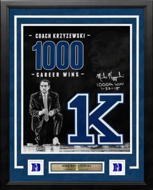 Mike Krzyzewski Duke Autographed Signed 16x20 1000th Win College Photo Fanatics