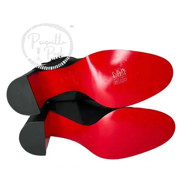 NEW Christian Louboutin CL chelsea 70 black leather booty boots square heel 40