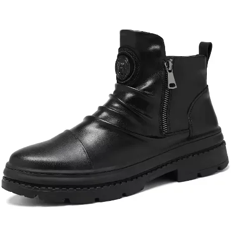 NEW Men’s Zipper Ankle Boots, British Style Punk Boots, High-Cut Chelsea Boots, Size 44 (11)