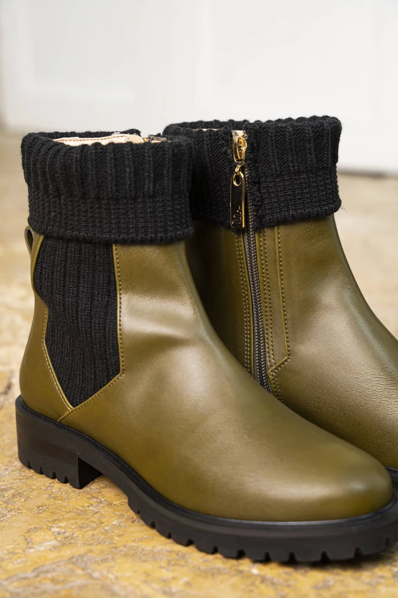 Oracle Vegan Leather Flat Chelsea Boots | Khaki