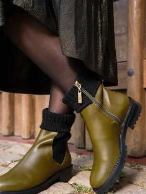 Oracle Vegan Leather Flat Chelsea Boots | Khaki