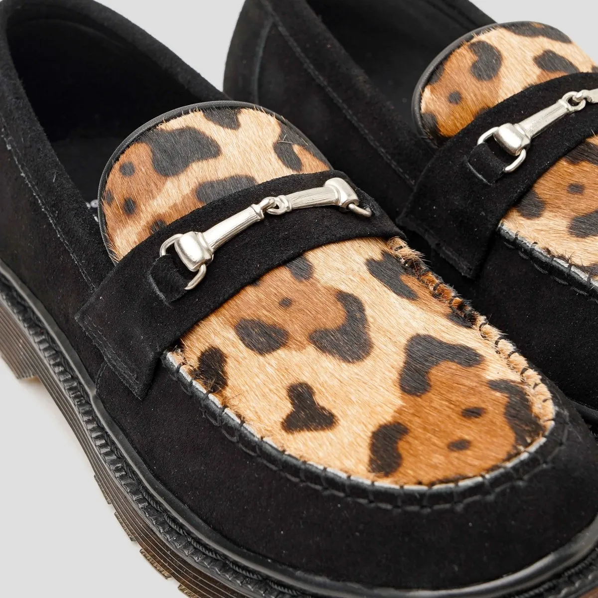 Original Loafers Suede Leopard Black