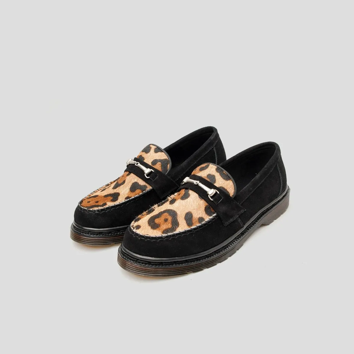 Original Loafers Suede Leopard Black