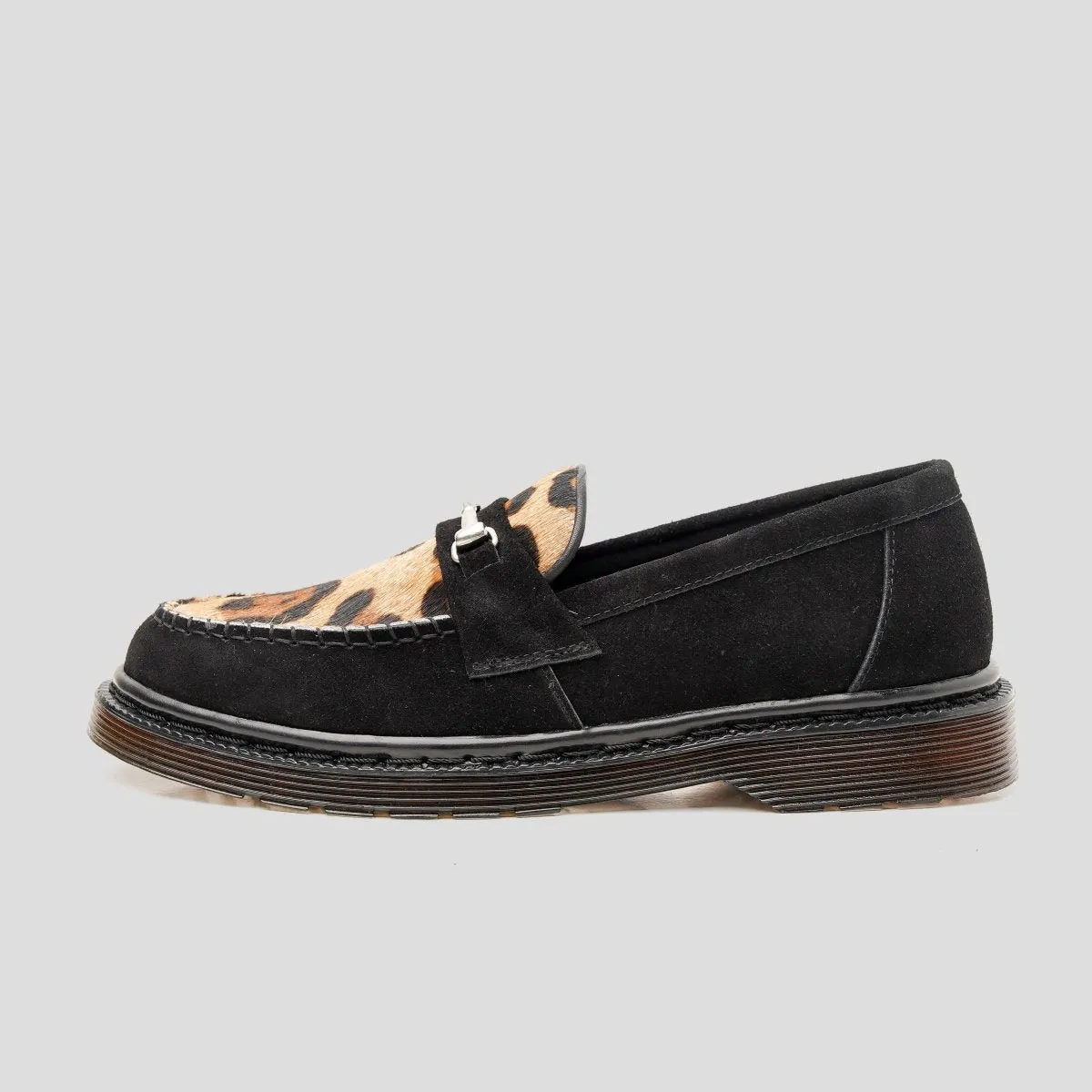 Original Loafers Suede Leopard Black