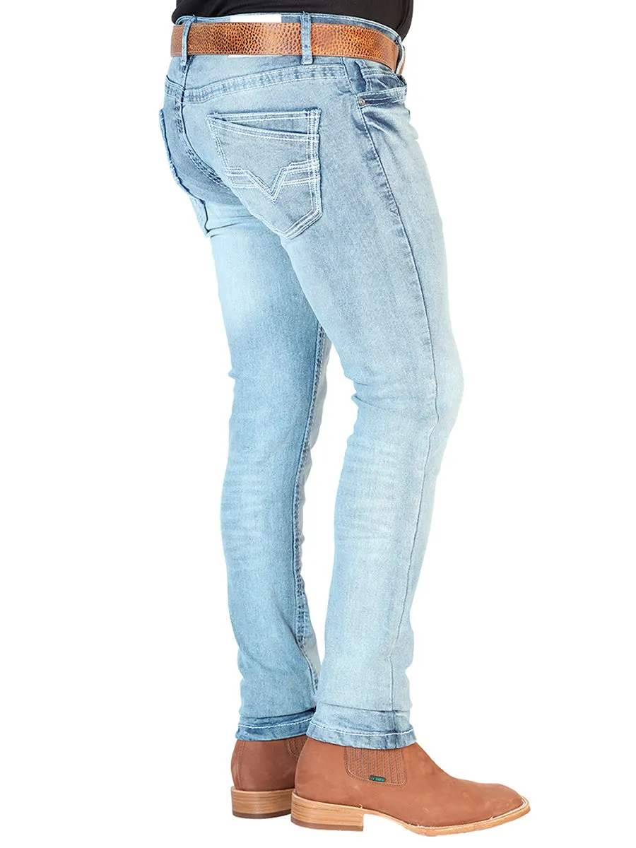 Pantalon de Mezclilla Casual Azul Claro para Hombre 'El Norteño' - ID: 126632