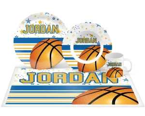 Personalized Basketball Plate, Bowl, Mug, Placemat Set - Choose Your Pieces