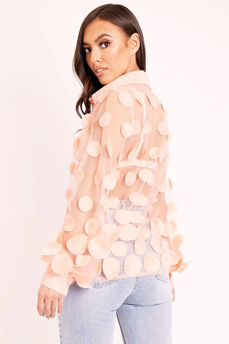 Pink Layered Applique Mesh Shirt - Nikkie
