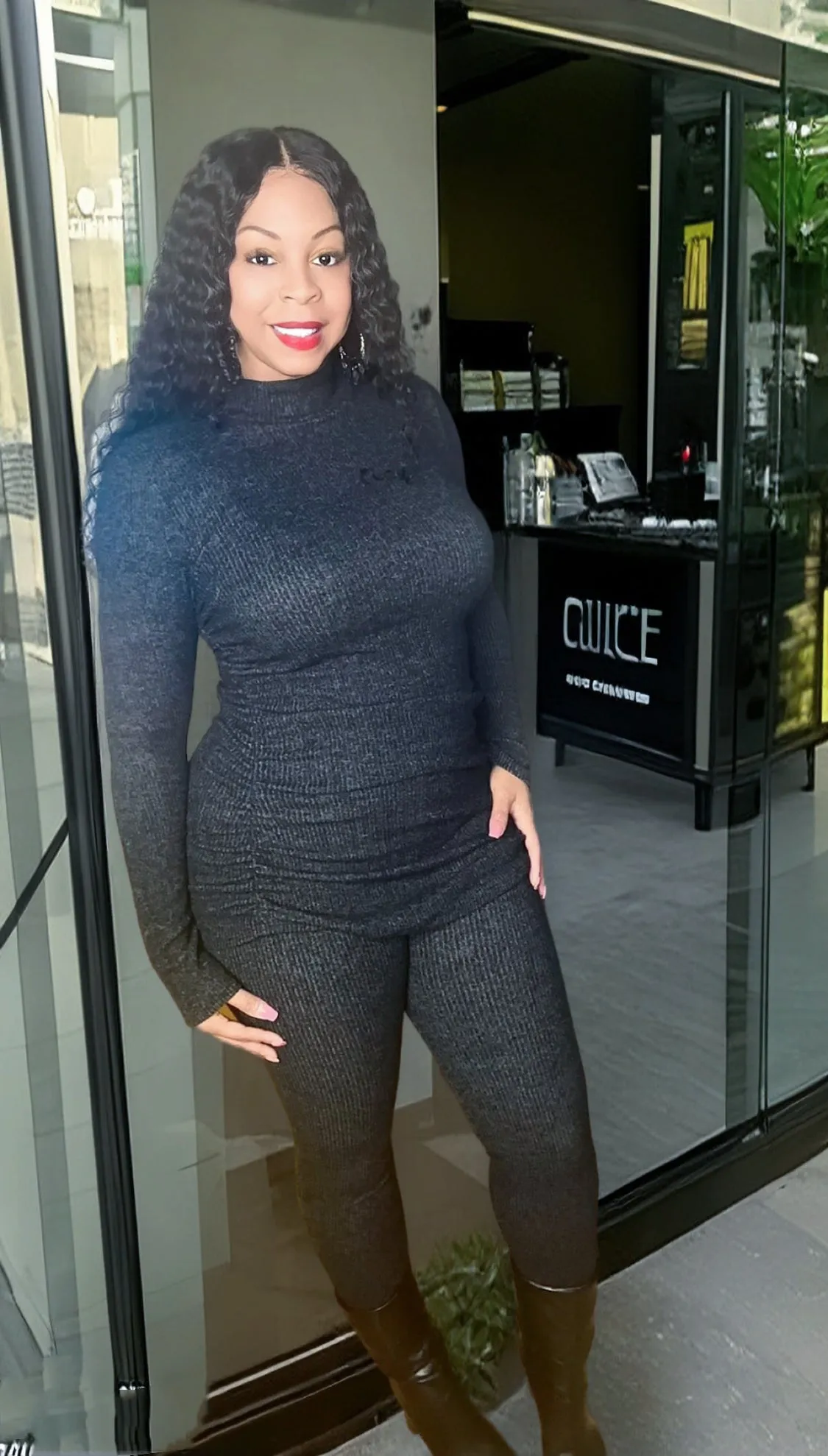 PLUS SIZE SET LEFT! Ruched & Ribbed Knit Slit Ankle Set!