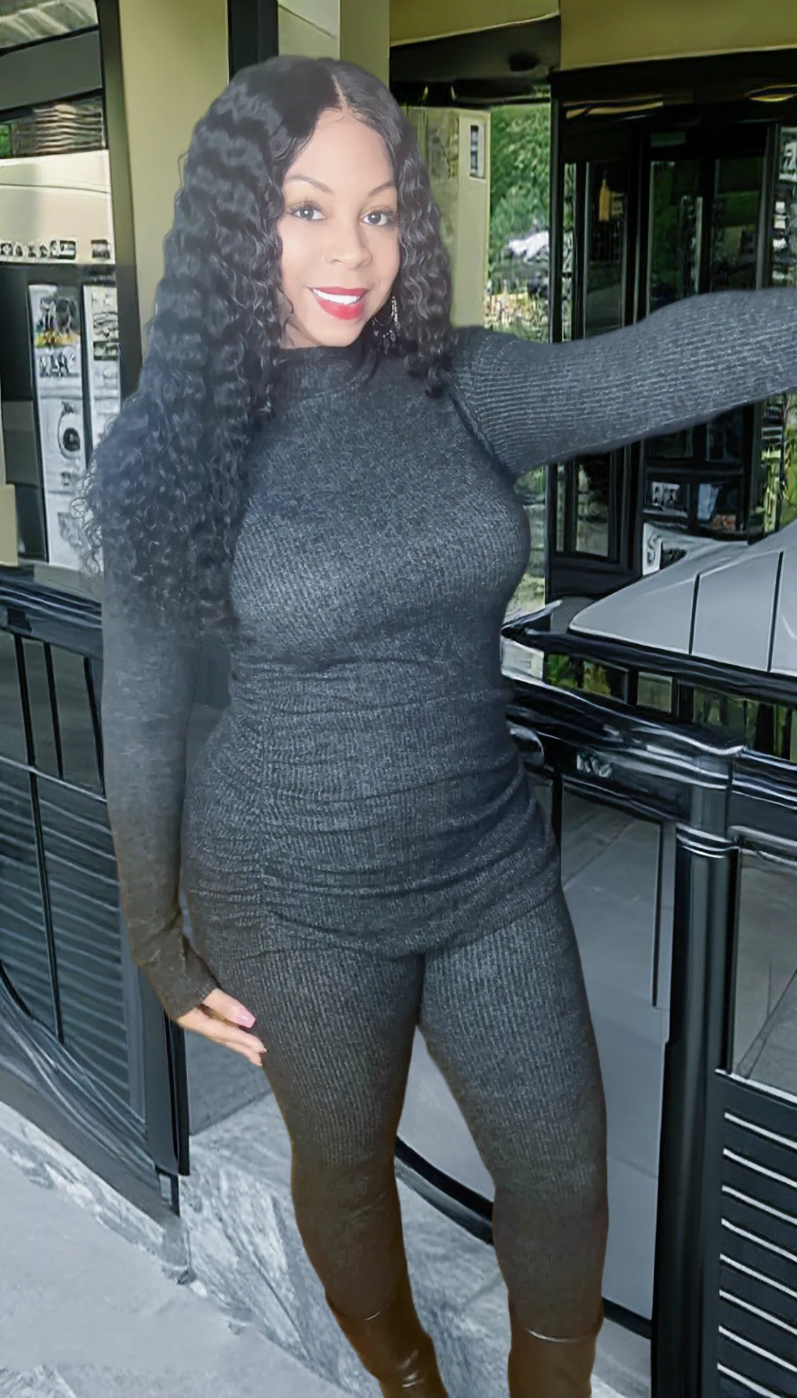 PLUS SIZE SET LEFT! Ruched & Ribbed Knit Slit Ankle Set!