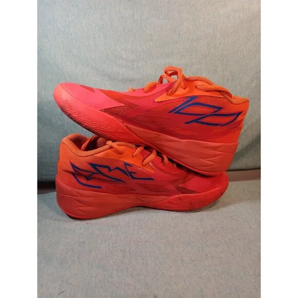 Puma MELO MB.02 Supernova Fiery Coal/Orange Basketball 385943-01 kids Sz 2.5C