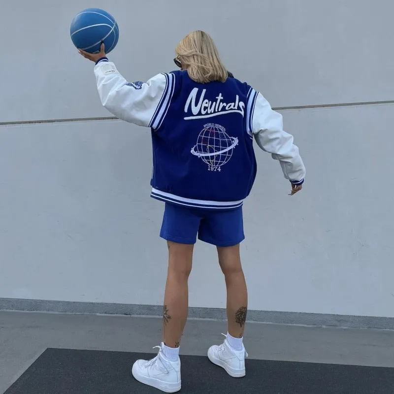 "NEUTRALS" Veste Bombers Baseball Bleu - URB1™