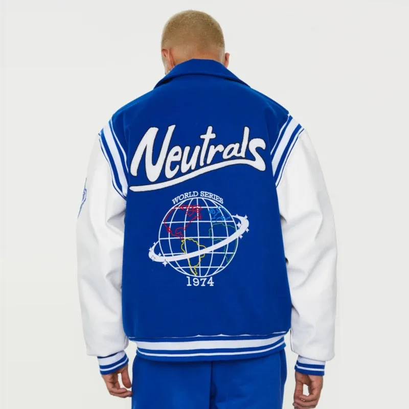 "NEUTRALS" Veste Bombers Baseball Bleu - URB1™