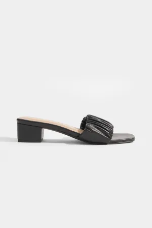 Ruched Strap Round Toe Heeled Sandals