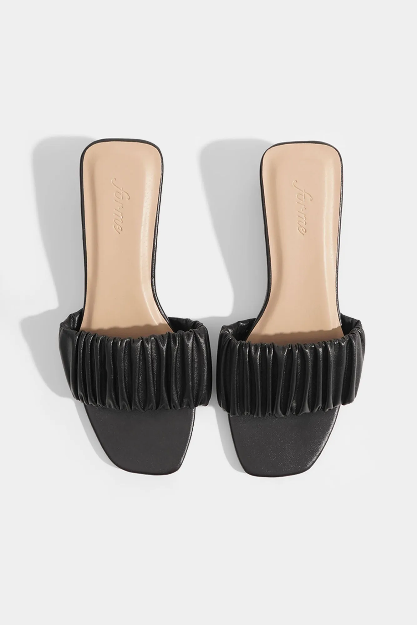Ruched Strap Round Toe Heeled Sandals