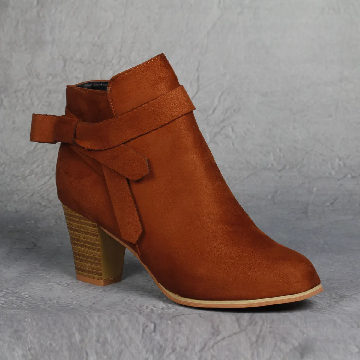 Short tube round head bowknot side zipper Martin boots women's autumn/winter 2021 new thick-heeled high-heeled women's boots and nude boots