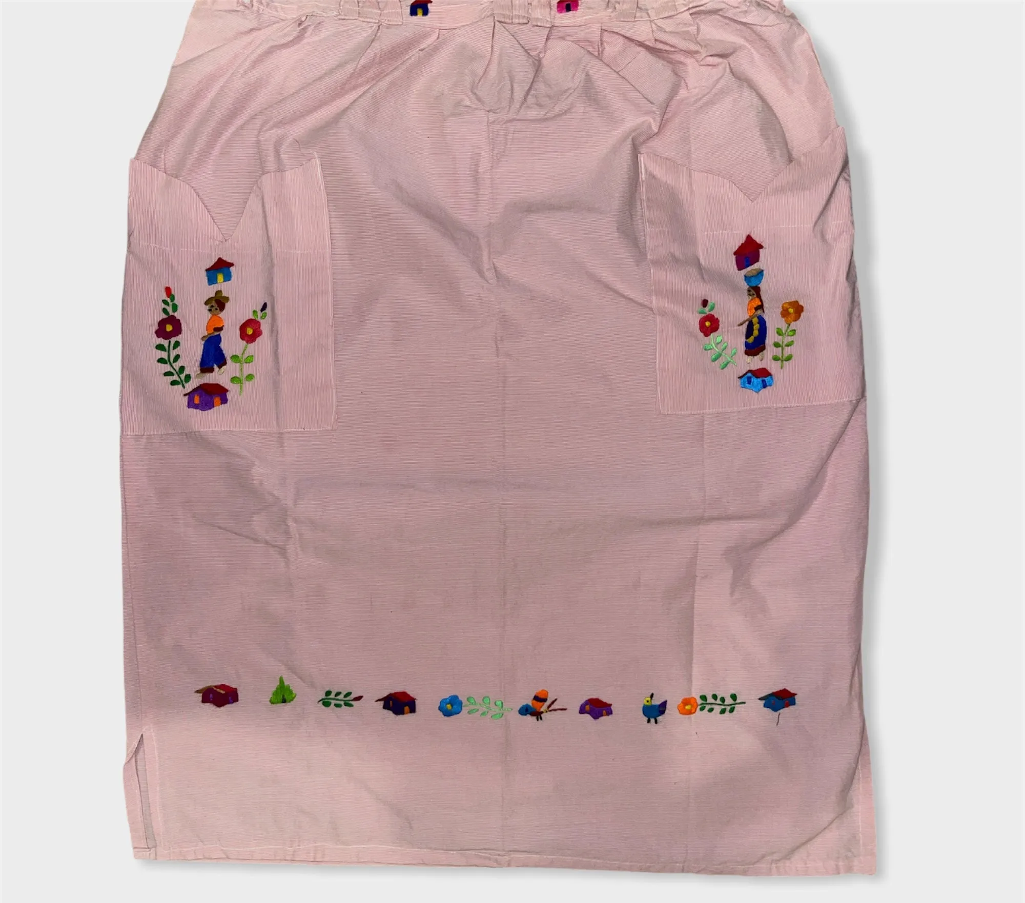 Size L Traditional Embroidered Reddish Dress from El Salvador-Vestido