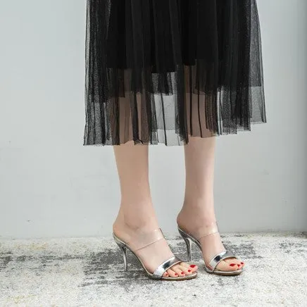 Small Size Clear Strap Heeled Sandals AP215