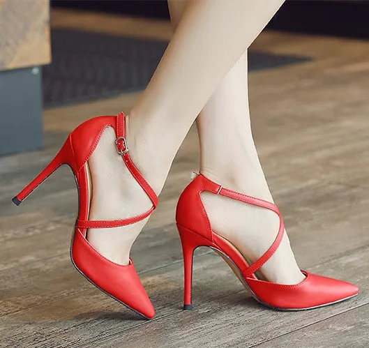 Small Size Cross Strap Heeled Sandals For Petite Feet SS99