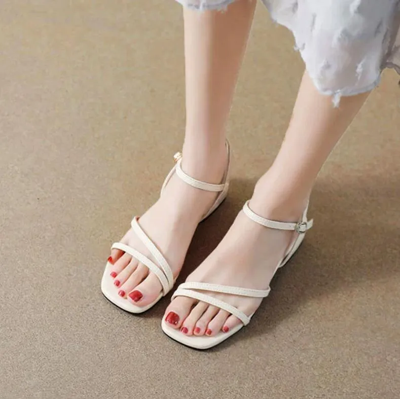 Small Size Strap Block Heel Suede Sandals MS102