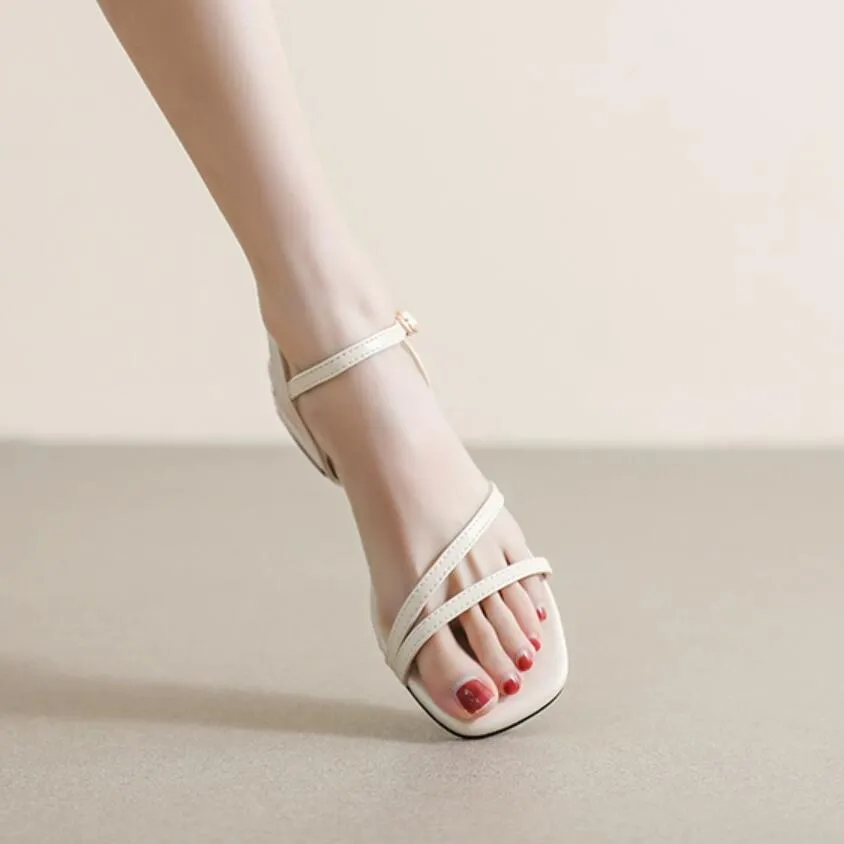 Small Size Strap Block Heel Suede Sandals MS102