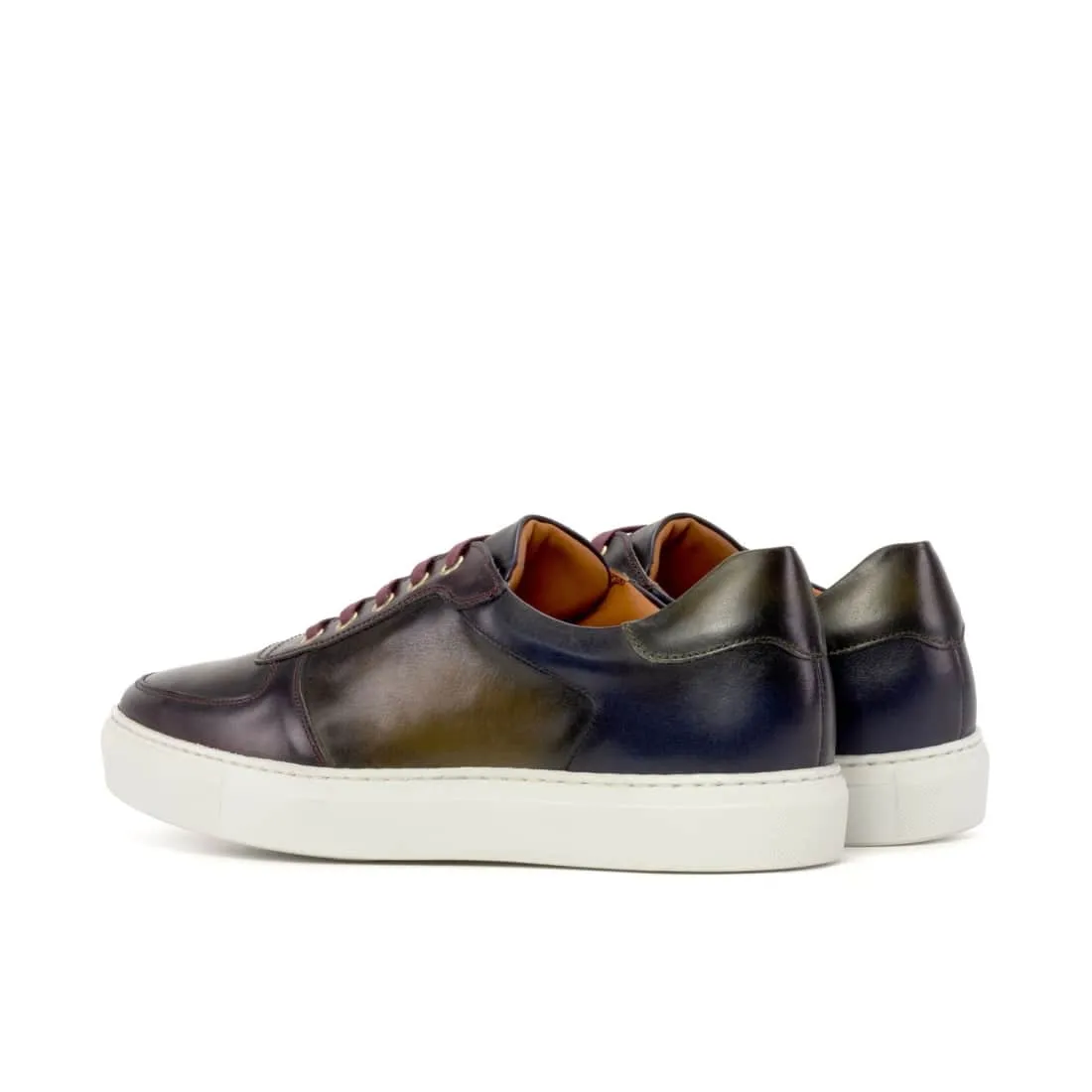 Sneakers Bumper en cuir patiné kaki - Semelles Blanches