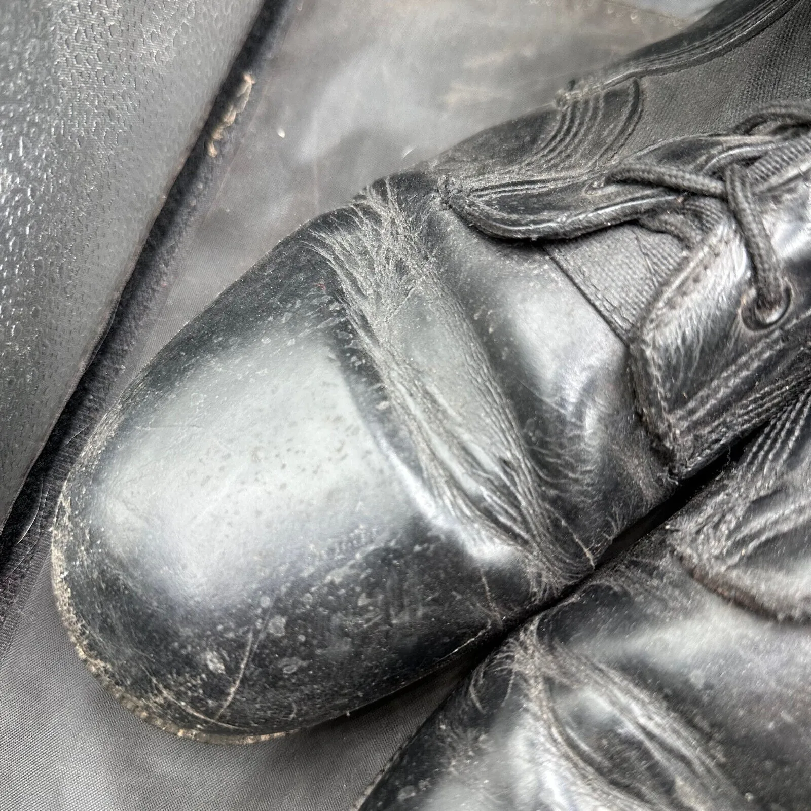 US Army Black Leather Duty Combat Bike Boots Wellco - Size EU 42 UK 9.5 US 10
